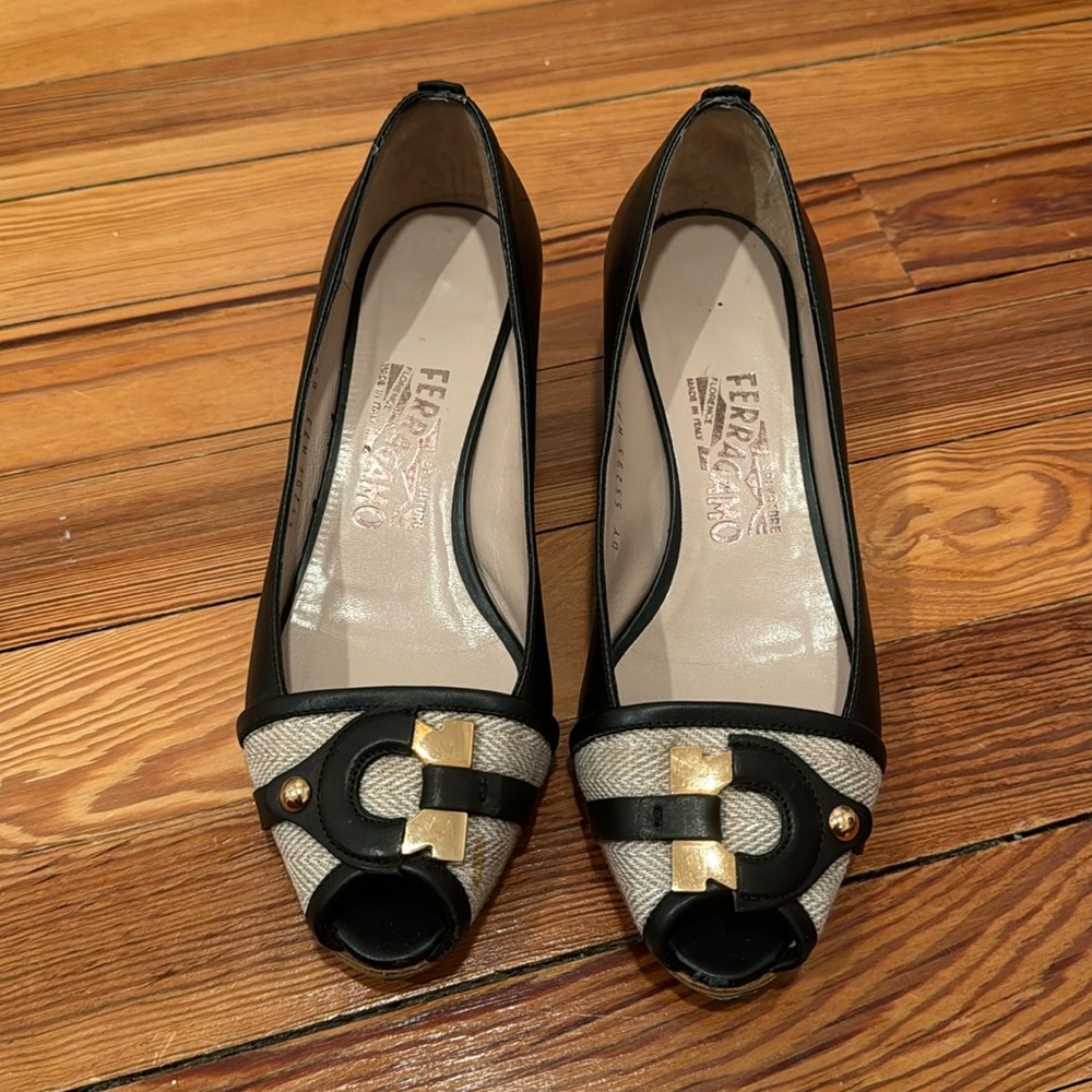 Salvatore feragamo wedge peep toes